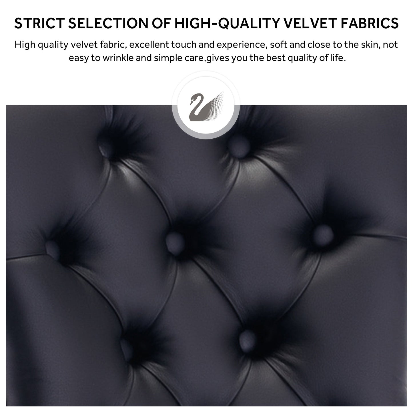 Lot de 6 chaises de salle à manger capitonnées en velours avec pieds en bois massif