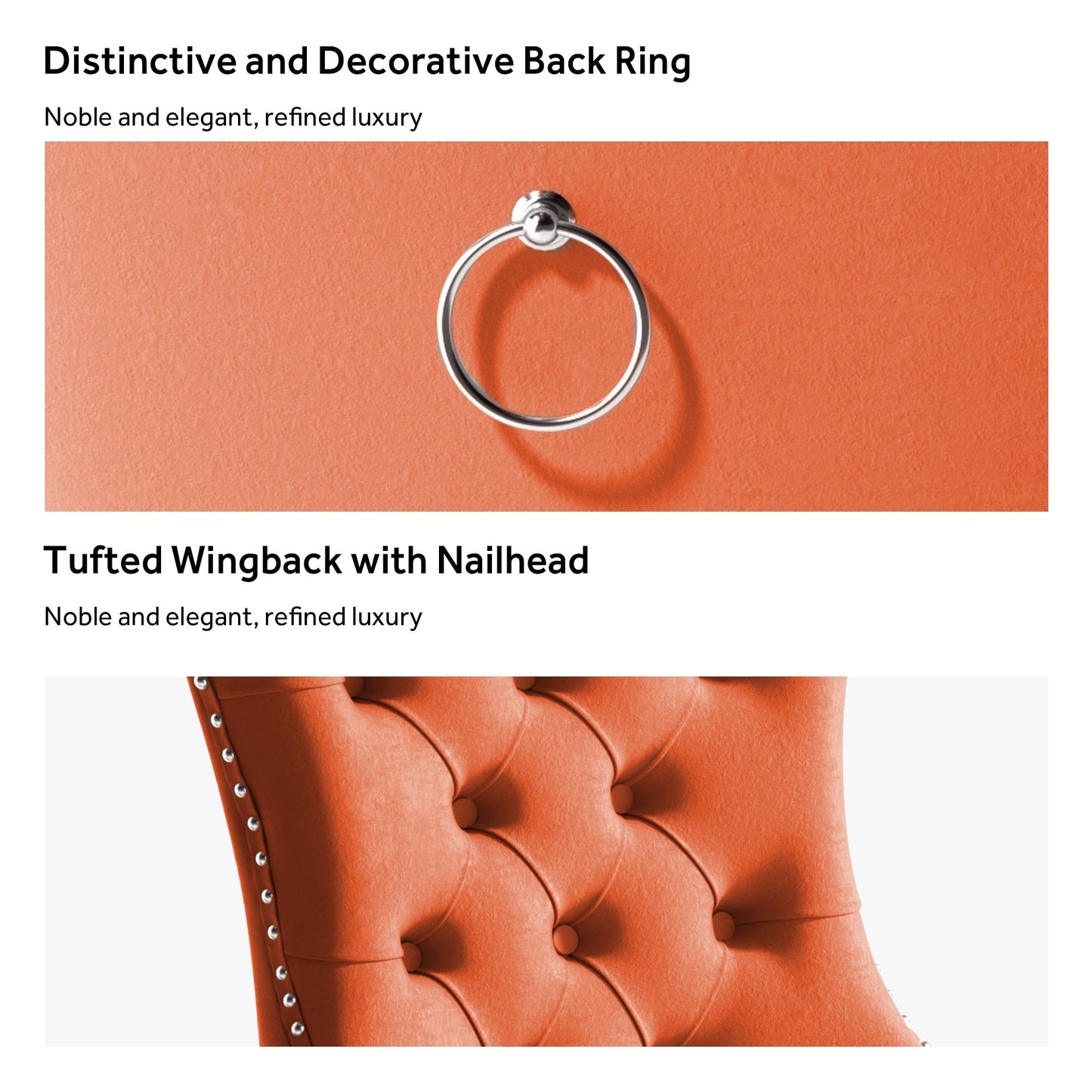 Lot de 6 chaises de salle à manger capitonnées en velours avec pieds en bois massif