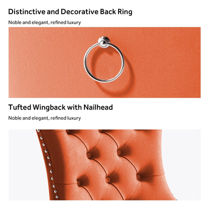 Lot de 6 chaises de salle à manger capitonnées en velours avec pieds en bois massif