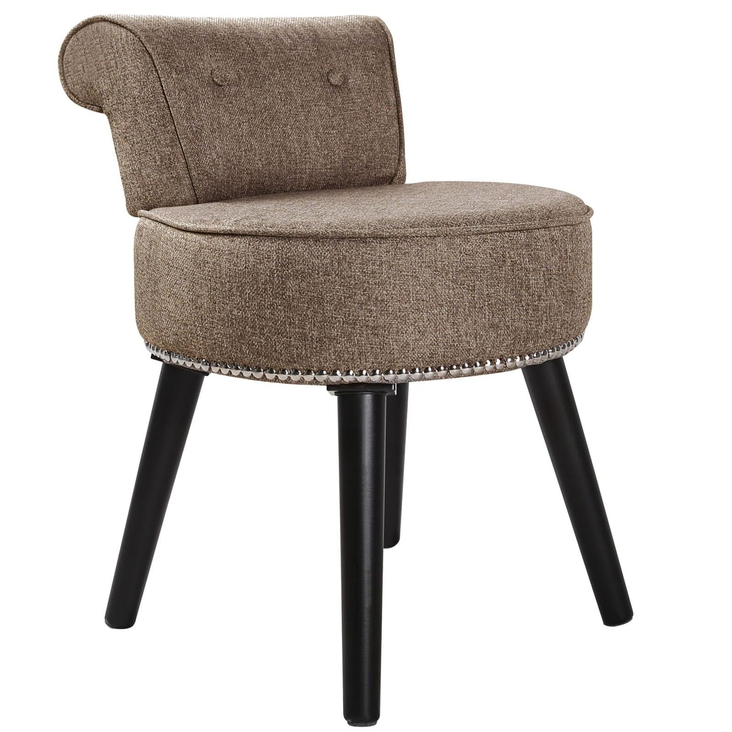 Tabouret de maquillage VEIKOUS avec dossier bas et pieds en bois - 17,3 x 15,7 x 25,1