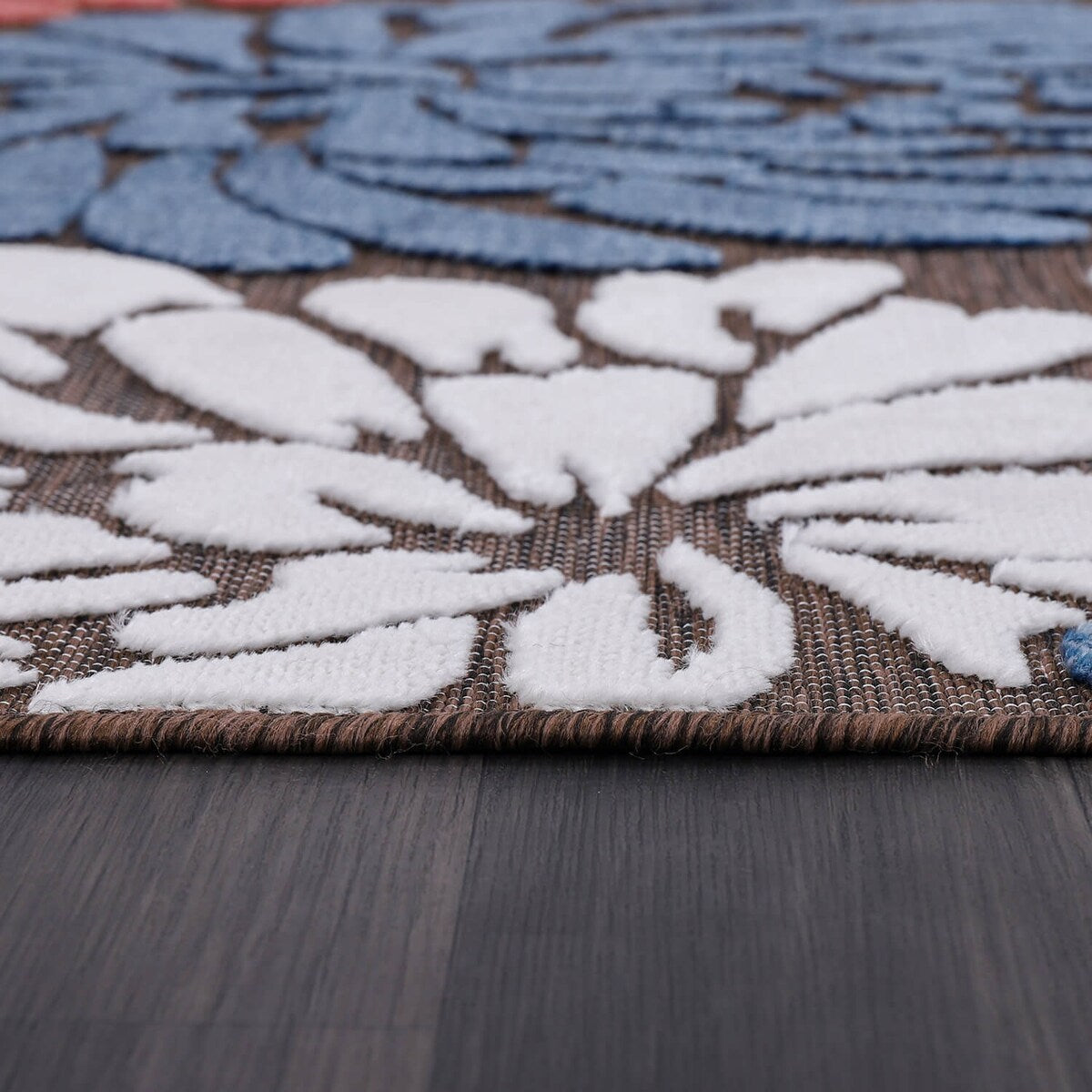 VILLADECOR Tapis d'intérieur/extérieur à motif floral, poils courts ou longs, pour terrasse