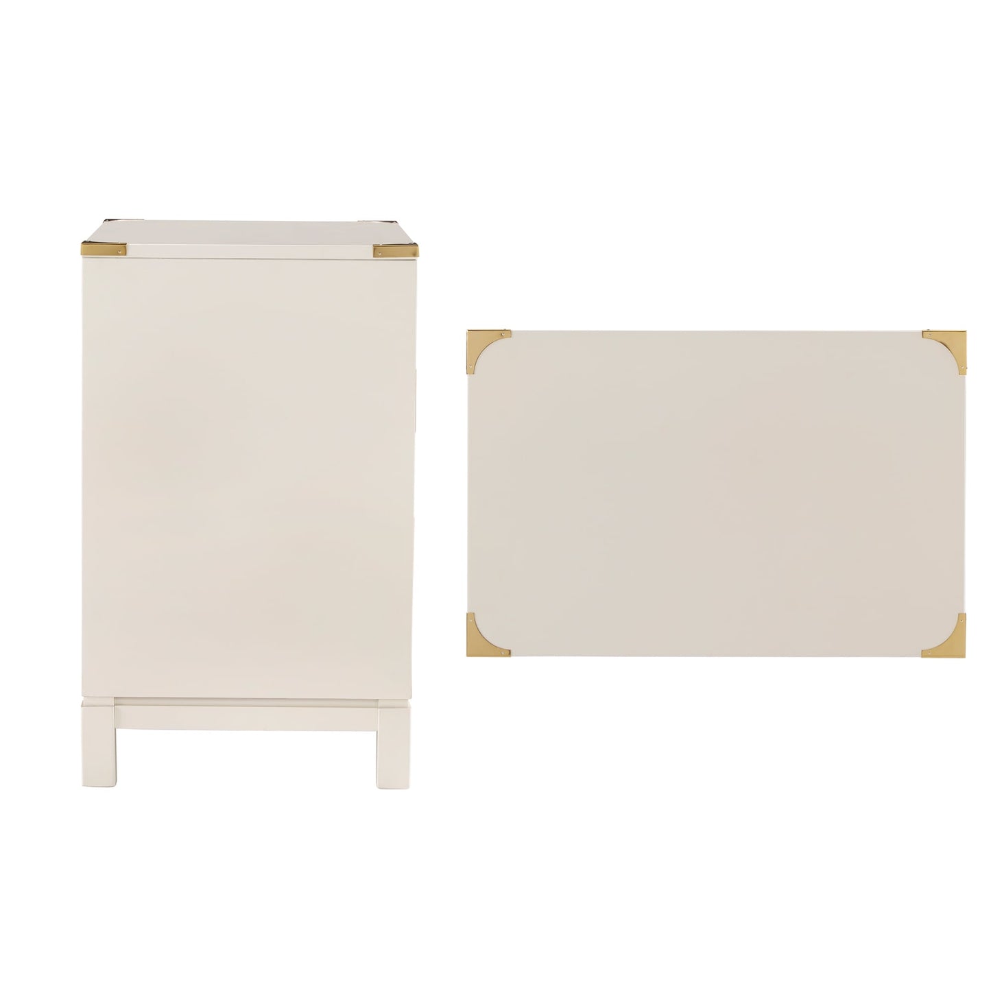 Table de chevet Valoria à 3 tiroirs avec accents dorés