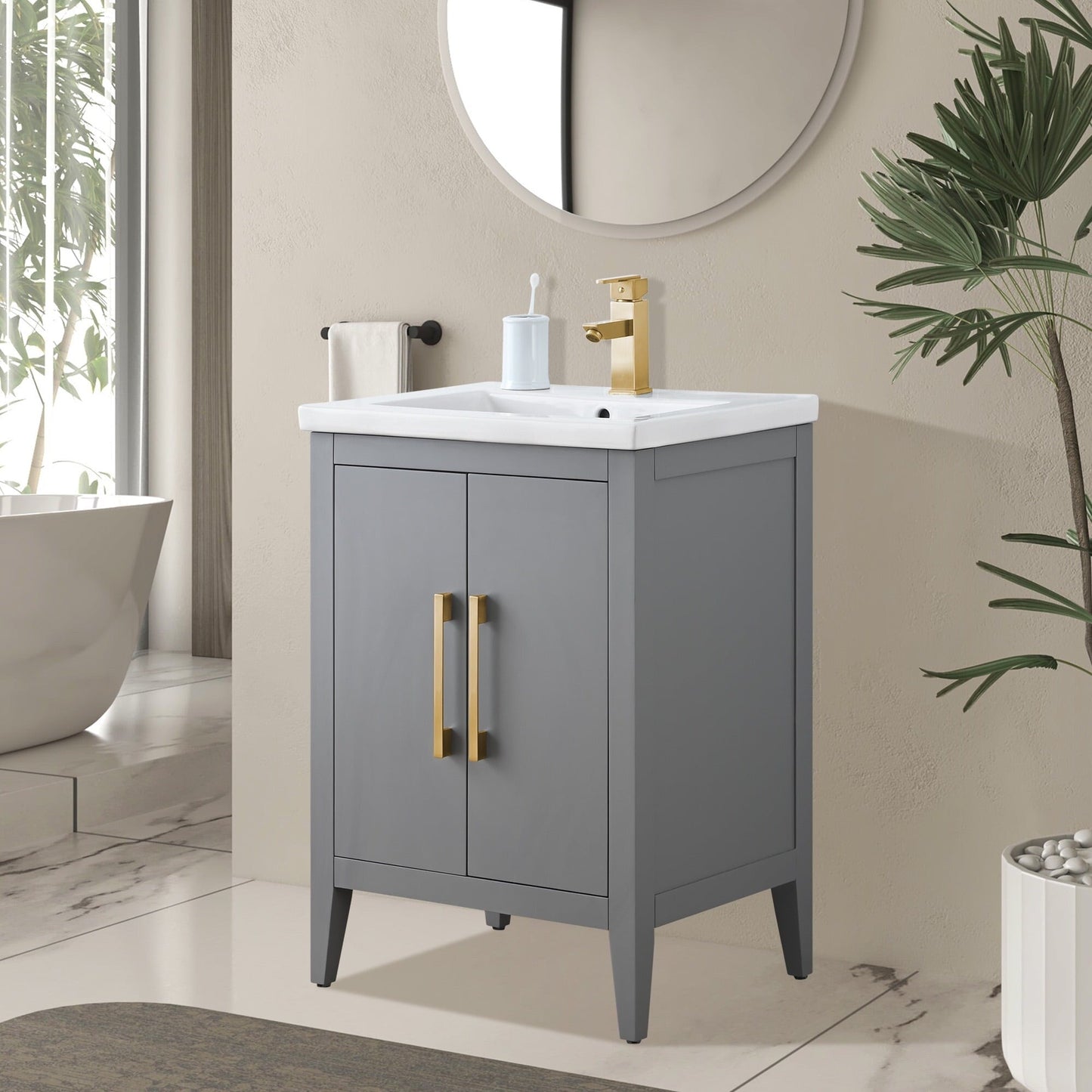 Meuble-lavabo simple Vanity Art 20, 24 ou 30 avec dessus en céramique