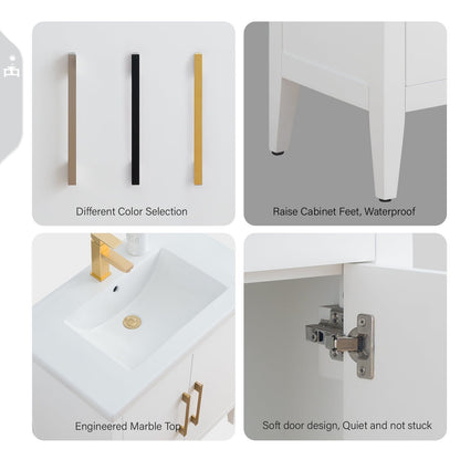 Meuble-lavabo simple Vanity Art 20, 24 ou 30 avec dessus en céramique