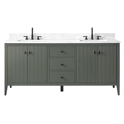 Meuble-lavabo double vasque Vanity Art 72 avec dessus en marbre reconstitué