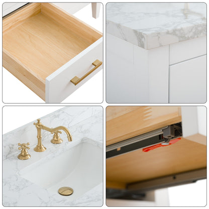 Meuble-lavabo double vasque Vanity Art 72 avec dessus en marbre reconstitué