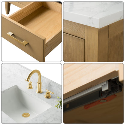 Meuble-lavabo double vasque Vanity Art 72 avec dessus en marbre reconstitué