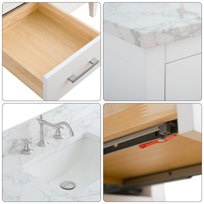 Meuble-lavabo double vasque Vanity Art 72 avec dessus en marbre reconstitué