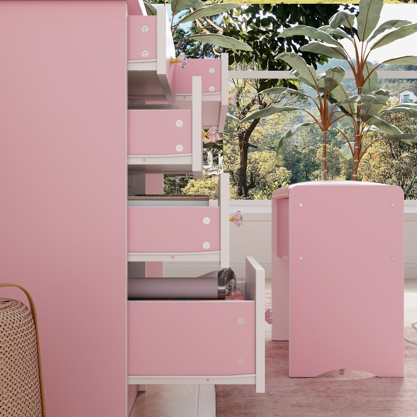 Ensemble de coiffeuse avec miroir et lampe, coiffeuse avec tabouret