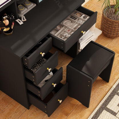 Ensemble de coiffeuse avec miroir et lampe, coiffeuse avec tabouret