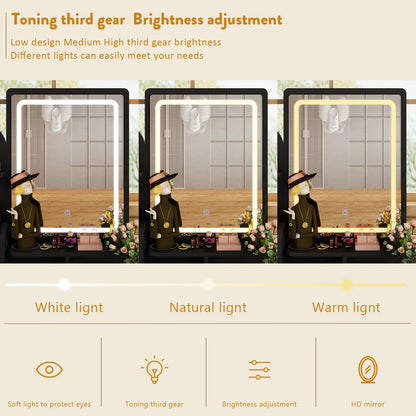 Ensemble de coiffeuse avec miroir et lampe, coiffeuse avec tabouret