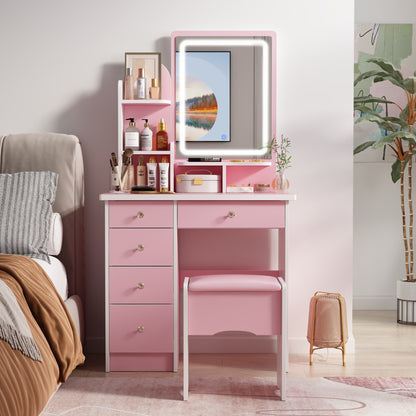 Ensemble de coiffeuse avec miroir et lampe, coiffeuse avec tabouret