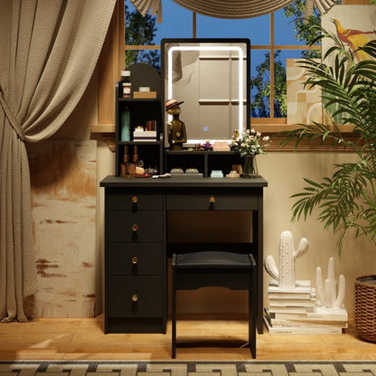 Ensemble de coiffeuse avec miroir et lampe, coiffeuse avec tabouret