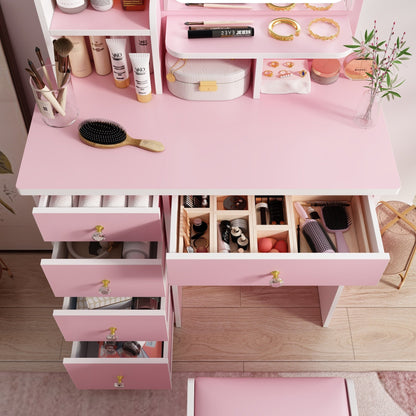 Ensemble de coiffeuse avec miroir et lampe, coiffeuse avec tabouret