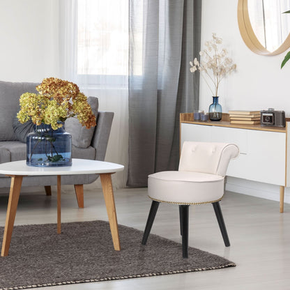 Tabouret de maquillage VEIKOUS avec dossier bas et pieds en bois - 17,3 x 15,7 x 25,1