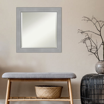 Miroir mural biseauté pour salle de bain - Cadre en nickel brossé Vista