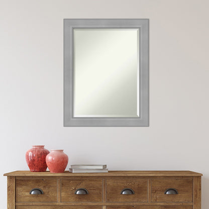 Miroir mural biseauté pour salle de bain - Cadre en nickel brossé Vista