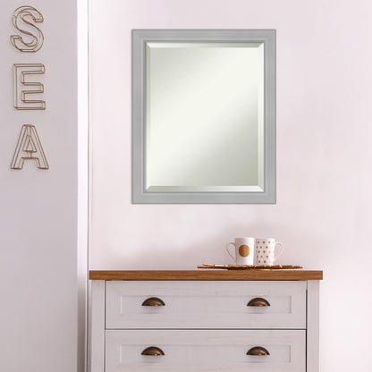 Miroir mural biseauté pour salle de bain - Cadre en nickel brossé Vista