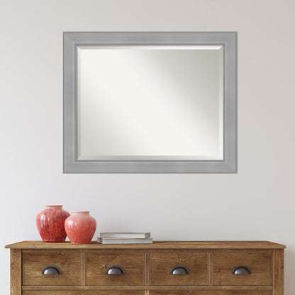 Miroir mural biseauté pour salle de bain - Cadre en nickel brossé Vista