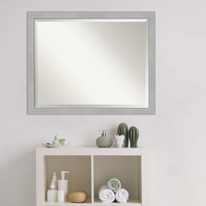 Miroir mural biseauté pour salle de bain - Cadre en nickel brossé Vista