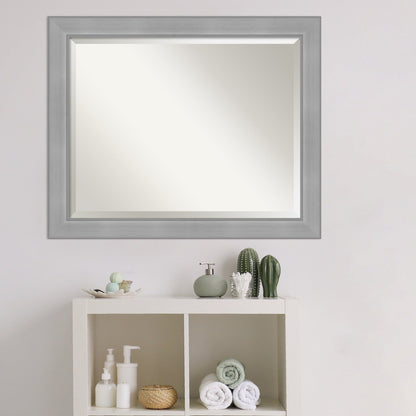 Miroir mural biseauté pour salle de bain - Cadre en nickel brossé Vista