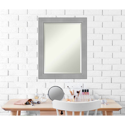 Miroir mural biseauté pour salle de bain - Cadre en nickel brossé Vista