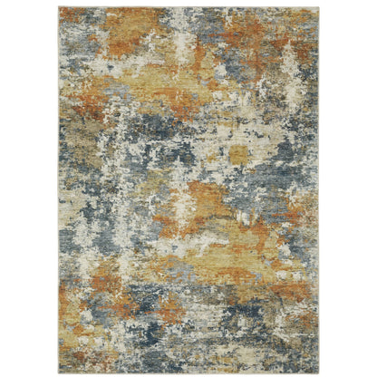 Tapis d'intérieur lavable Vista Home Marissa, style contemporain abstrait orange/bleu