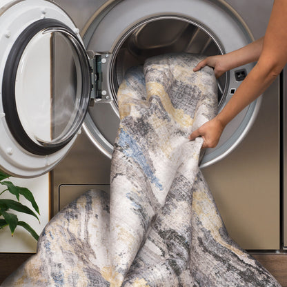 Tapis d'intérieur lavable Vista Home Marissa à motifs abstraits gris/bleus