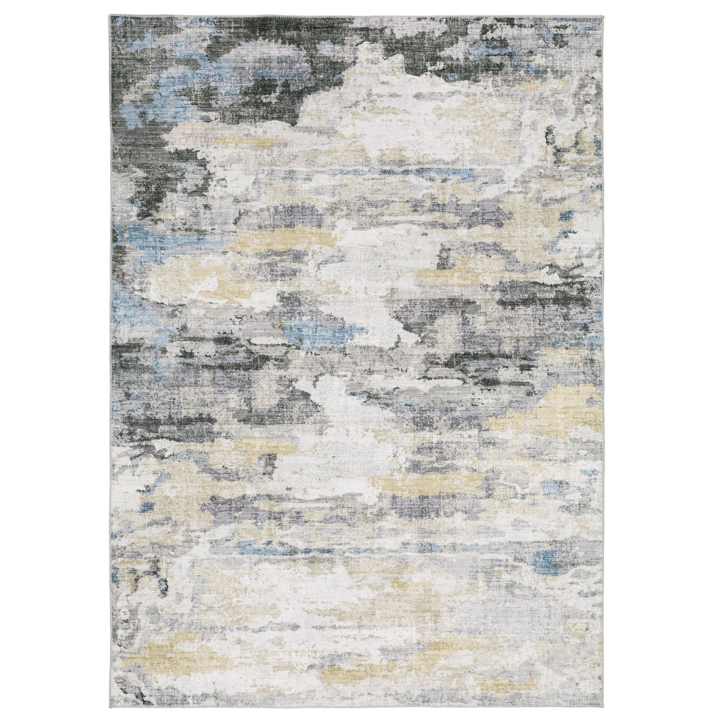 Tapis d'intérieur lavable Vista Home Marissa à motifs abstraits gris/bleus