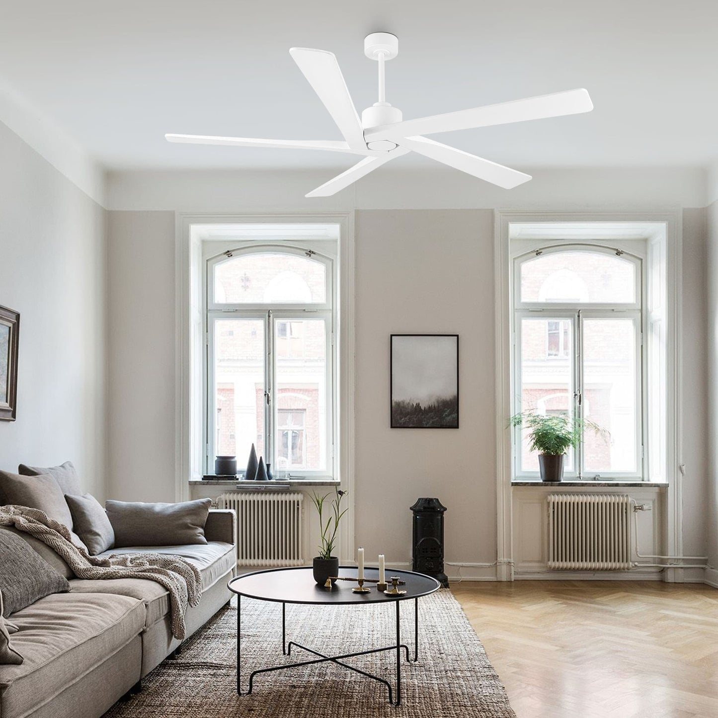 Ventilateur de plafond d'intérieur WINGBO 54 pouces avec moteur à courant continu sans éclairage - N/A