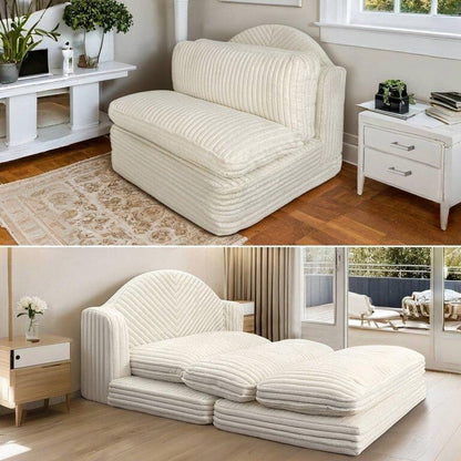 Chaise longue d'intérieur WOWMAX, fauteuil-lit surdimensionné de 198 cm, canapé confortable et rembourré pour le salon, beige