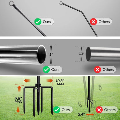 Poteaux lumineux WaLensee de 2,86 m avec crochet pour suspendre les guirlandes lumineuses pour une fête de jardin, une terrasse, Noël ou un mariage.