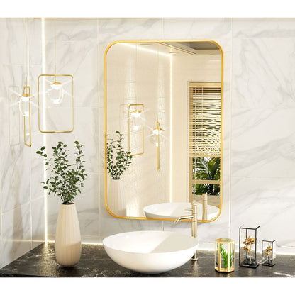 Miroir de salle de bain mural avec coin arrondi