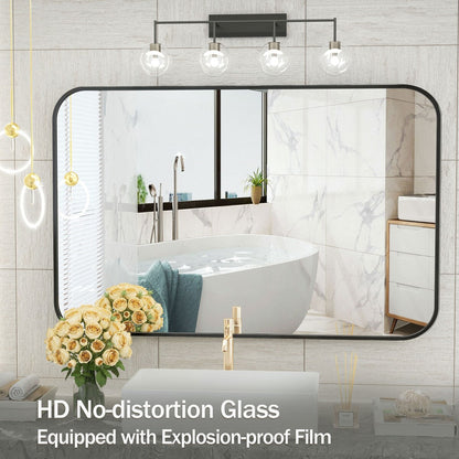 Miroir de salle de bain mural avec coin arrondi