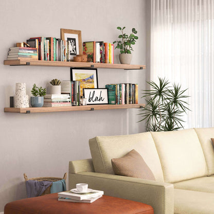 Étagères murales Forte 72 po, 2 pièces, bois brûlé