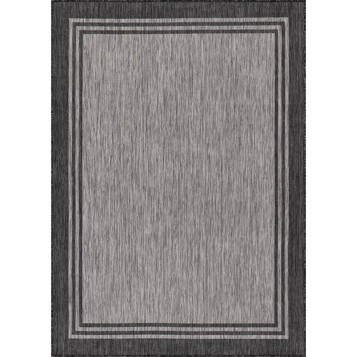 Tapis d'intérieur/extérieur lavable à bordure pour patio, terrasse, porche