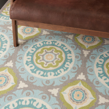 Tapis d'intérieur/extérieur Waverly Sun N' Shade à motif médaillon bohème