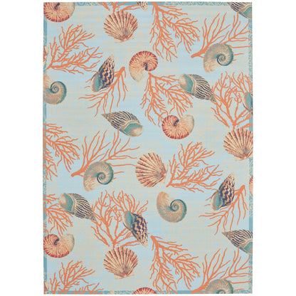 Tapis d'intérieur/extérieur Waverly Sun &amp; Shade Shore Thing Tropical Sea Shell Floral