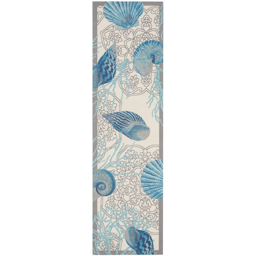 Tapis d'intérieur/extérieur Waverly Sun &amp; Shade Shore Thing Tropical Sea Shell Floral
