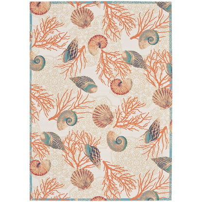 Tapis d'intérieur/extérieur Waverly Sun &amp; Shade Shore Thing Tropical Sea Shell Floral
