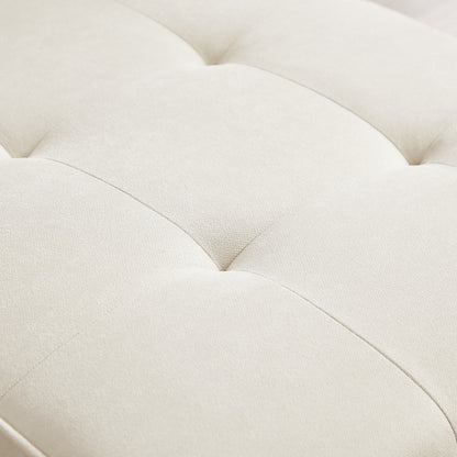 Canapé sectionnel en lin blanc de 94,5 pouces avec méridienne droite, coussins en mousse et poche de rangement
