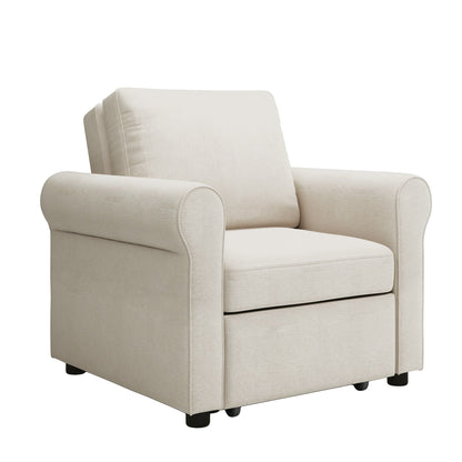 Canapé-lit simple convertible 3 en 1 en lin blanc moderne 34 avec dossier réglable pour salon