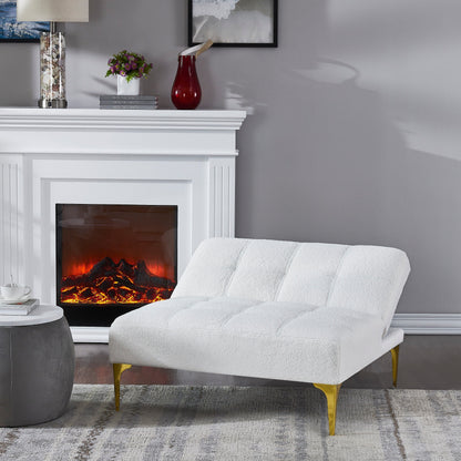 Canapé-lit simple modulaire en chenille blanche avec cadre en bois massif pour salon