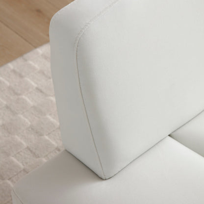Banc causeuse rembourré blanc avec pieds dorés