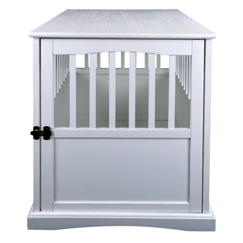 Table d'appoint en bois blanc pour cage pour animaux de compagnie avec porte verrouillable