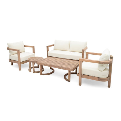 Salon de jardin Wichita 5 pièces en bois d'acacia avec coussins par Christopher Knight Home