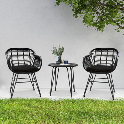 Ensemble de 3 meubles de jardin en osier avec coussins pour terrasse, piscine, jardin - 21,2 L x 23,6 l x 31,5 H