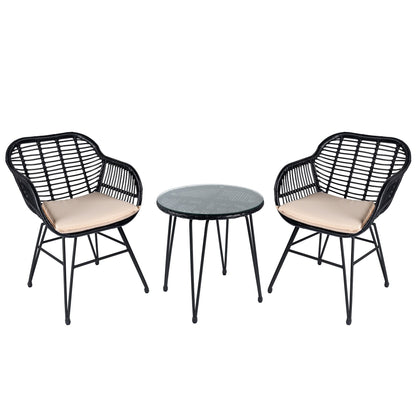 Ensemble de 3 meubles de jardin en osier avec coussins pour terrasse, piscine, jardin - 21,2 L x 23,6 l x 31,5 H