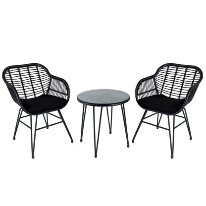 Ensemble de 3 meubles de jardin en osier avec coussins pour terrasse, piscine, jardin - 21,2 L x 23,6 l x 31,5 H