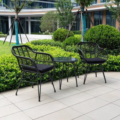 Ensemble de 3 meubles de jardin en osier avec coussins pour terrasse, piscine, jardin - 21,2 L x 23,6 l x 31,5 H